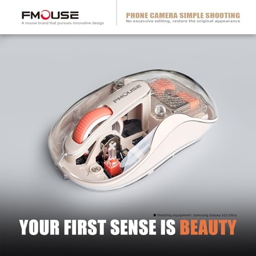 Sleek Dual Connectivity Transparent Wireless Mouse – Rechargeable RGB with USB-C Receiver for Mac Book & Laptops, Compact Design with Cool LED Lights, Silent Operation, and Magnetic Cover for Enhanced Portability – Orange