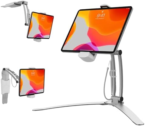 Universal 3-in-1 i Pad Tablet Mount by CTA Digital – Versatile Holder for All i Pad Models (7-13″) – Elegant Silver Design – Wall, Under Cabinet, and Desk Mounting Solutions – Adjustable Viewing Angles for Ultimate Comfort – Perfect for Home, Office, and Travel – Boost Productivity and Entertainment with Effortless Installation and Sturdy Build