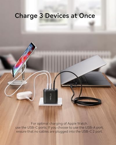 MINLU 65 W Ga N 3-Port USB-C Wall Charger with 100 W 2-in-1 Cable – Rapid Multi-Device Charging for Mac Book Pro/Air, i Phone 16/15, Galaxy S24 Ultra & More – Compact, Travel-Optimized Design for High-Efficiency Power Delivery – Ultimate Charging Solution for Home, Office, and On-the-Go