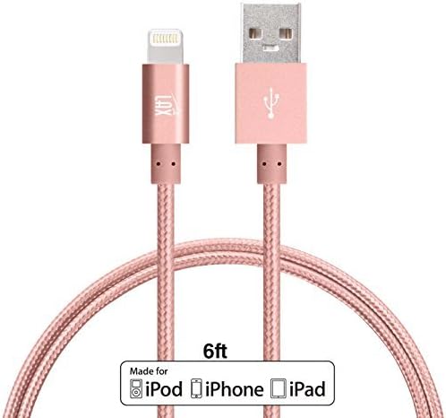 LAX MFi Certified Lightning Cable for i Phone & i Pad – 6 ft Durable Braided USB Cord with Fast Charging Capability for Enhanced Performance and Compatibility Across All Devices