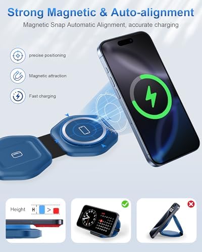 Ultimate 3-in-1 Magnetic Wireless Charging Station for Apple Devices – Foldable Travel Charger for i Phone 16/15/14/13/12 Pro Max, Apple Watch & Air Pods – Fast, Efficient, and Stylish Power Solution for On-the-Go Charging