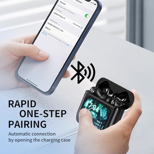 Revolutionize Your Sound Journey with Bluetooth 5.4 Wireless Earbuds – Touch Control, IPX5 Waterproof, and 50-Hour Battery Life – Immerse in Deep Bass Stereo Audio with Built-in Mic for Crystal Clear Calls – Ideal for Active Lifestyles and Music Aficionados – Sleek White Design Compatible with i OS, Android, Tablets, and Laptops