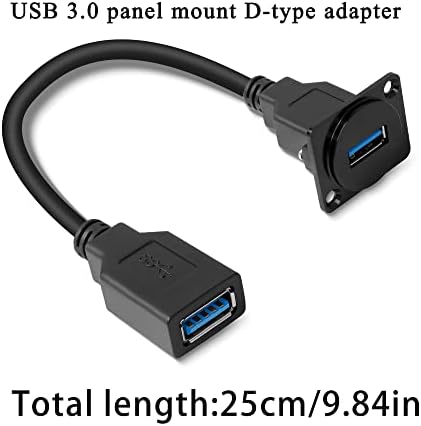 Premium QIANRENON USB 3.0 Panel Mount Adapter – High-Speed 5 Gbps Female to Female Connector for D-Panel/XLR-Panel – 25 cm Short Cable for Streamlined Installations – Durable, Versatile Data Transfer Solution for Professionals and Hobbyists