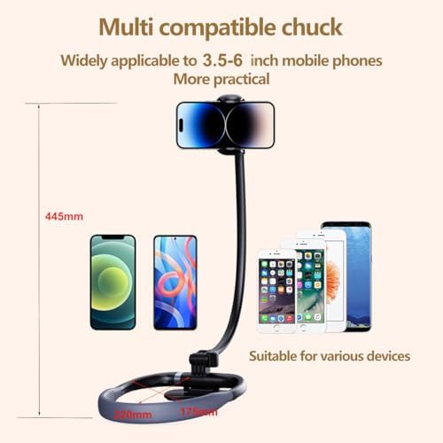 Cell Phone Stand, Neck Phone Holder, Hand Free Flexible Gooseneck 360° Rotation Adjustable Phone Holder for Bed, Universal Multi-Functional Phone Stand for 4.7”-6.7” Phone – Enhanced Compatibility and Speed