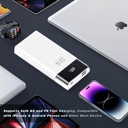High-Capacity 20000 m Ah Power Bank with LED Display – Fast Charging Portable Charger Featuring QC 22.5 W & PD 20 W, 3 Outputs & Dual Inputs for i Phone, Samsung, i Pad & More – Ultimate Compatibility & Efficiency for On-the-Go Power Solutions