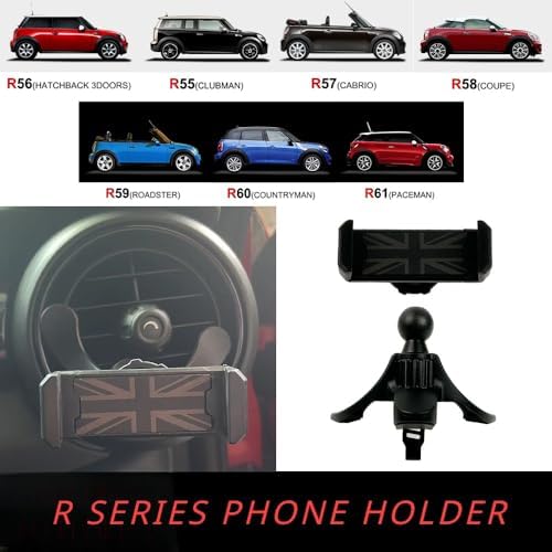 Union Jack-Themed Air Vent Smartphone Holder for Mini Cooper R-Series – Stylish, Secure 360-Degree Rotating Car Cradle with Universal Compatibility for Enhanced Driving Safety and Hands-Free Navigation