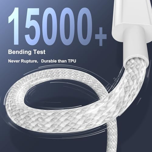 10 FT 60 W USB-C to USB-C Charger Cable [2 Pack] – Ultra-Fast Charging for i Phone 15, Samsung Galaxy S23, i Pad Pro, Mac Book Air – Durable, Versatile, and Perfect for Home or Office Use