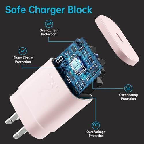 Auorld 30 W USB-C Fast Charger with 10 FT Cable – High-Performance Rapid Charging for i Phone 15/16, i Pad, Samsung Galaxy & Google Pixel – Stylish Purple Design for Maximum Flexibility and Compatibility on the Go