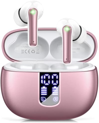 Revolutionary Bluetooth 5.3 Wireless Earbuds – 48-Hour Playtime, Ergonomic Comfort & IPX7 Waterproof – Ultimate Sound Quality for Active Lifestyles, Seamless Connectivity for i Phone, Android & Laptops with Clear Call Functionality and LED Charging Case