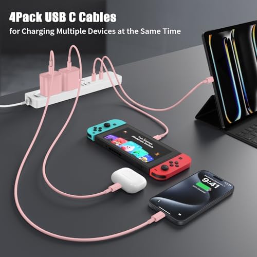 6-Foot USB C Cable for i Phone 15 – 3-Pack Durable Woven Fast Charging Solution for i Phone 16, Mac Book Pro, and Samsung Galaxy S23 Ultra – Optimal Length for Home, Office, and Travel Use – 60 W Power Delivery & High-Speed Data Transfer