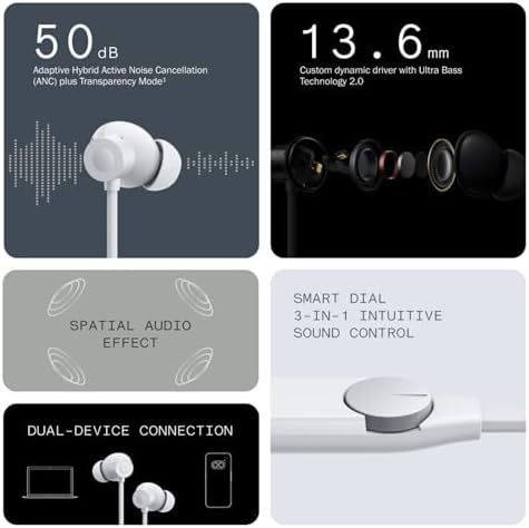 Elevate Your Audio Experience with CMF Neckband Pro Bluetooth Headphones – Cutting-Edge 50 d B Hybrid Active Noise Cancelling Earbuds Featuring Five HD Mics for Superior Call Clarity, IP55 Water Resistance for Outdoor Use, and Ultra-Fast Bluetooth 5.3 Connectivity – Enjoy 37 Hours of Uninterrupted Playtime and Effortless Dual Device Pairing – Ideal for Athletes and Frequent Travelers in Stylish Light Grey