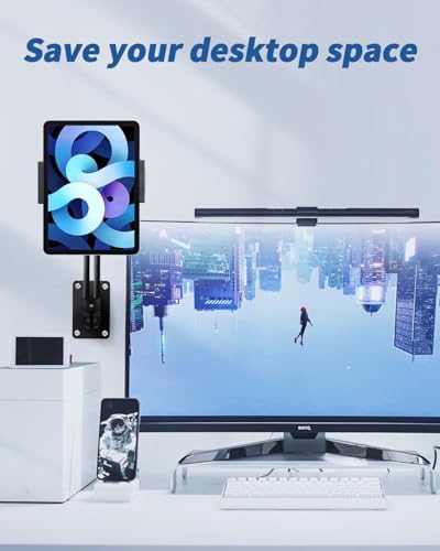 Versatile Adjustable Tablet Wall Mount for i Pad, Galaxy Tab & Smartphones – Durable Aluminum Alloy Long Arm Holder for 4.7-13″ Devices, Perfect for Home & Office Use (Black) – Enhance Productivity and Comfort