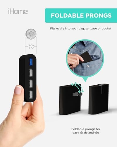 i Home 2-Port USB Wall Charger – Compact Dual Port AC Adapter for Rapid Device Charging – Flat Design for Travel & Home Use – Enhanced Compatibility with Smartphones & Tablets – Safe, High-Speed Charging Solution