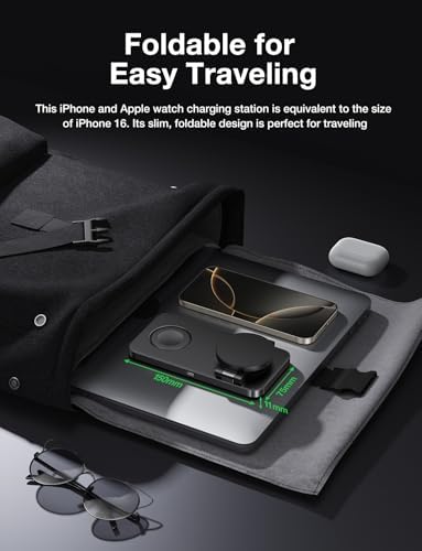 Ultimate 3-in-1 Apple Device Charging Station: Fast Wireless Charger for i Phone 16/15/14/13/12, Apple Watch & Air Pods – Sleek, Compact Design with Enhanced Speed and Versatile Functionality for Home or Office Use