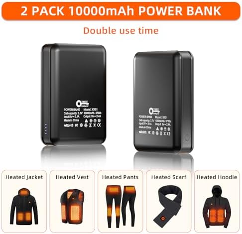 Ultimate 10,000 m Ah Dual USB Power Bank for Heated Clothing – Fast Charging Portable Battery Pack for Jackets, Vests, and More – Stay Warm and Connected Anywhere!