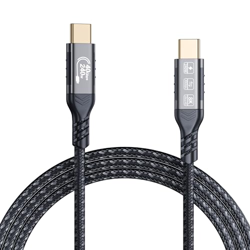 Transform Your Device Connectivity with Our 5 ft USB4 Cable – Unmatched 40 Gbps Data Transfer Speeds, 240 W Power Delivery for Rapid Charging, 8 K Video Output Support, and Full Thunderbolt 4/3 Compatibility for Enhanced Versatility and Durability