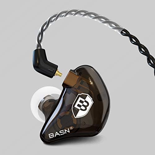 BASN Bsinger Professional Dual Driver In-Ear Monitor Headphones – Hi-Fi Sound Quality Earbuds with Built-in Mic for Musicians and Drummers (Black, 2-Pin) – Superior Comfort and Durability for Live Performances