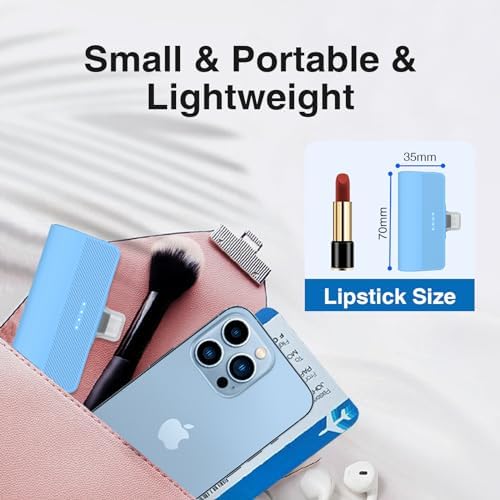 Ultra-Compact 5000 m Ah Portable Charger for i Phone – Fast Charging Power Bank in Purple, Compatible with i Phone 6/7/8/SE/11/XR/12/12 Pro Max/13/13 Pro Max/14/14 Pro Max/14 Plus & i Pad Series, Perfect Travel Companion for On-the-Go Charging