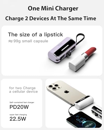 Compact Dual-Pack Portable Power Bank 5500 m Ah with Built-in Cables and Stand – 22.5 W Fast Charger for i Phone 16/15/14, Samsung Galaxy & Android Devices – Lightweight Travel Essential for Quick Charging and Easy Portability – Smart LED Display for Battery Life Monitoring