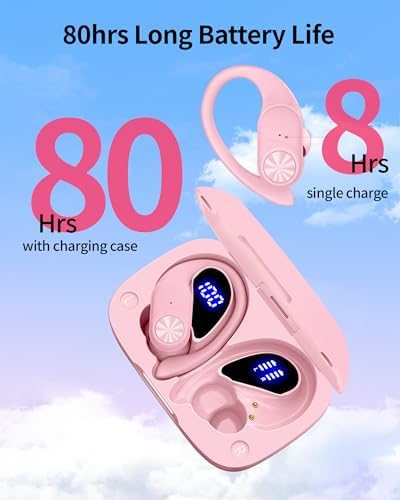 Poc Buds Wireless Bluetooth Earbuds – 80 Hours Playtime, Deep Bass Sound with Digital Display, IPX7 Waterproof Sports Earphones, Ergonomic Earhooks for Secure Fit, Compatible with TV, Phone & Laptop – Stylish Olive Design for Active Lifestyles