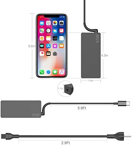 Power Up Your Devices with the Ayneff 65 W USB-C Laptop Charger – Ultimate Compatibility for Lenovo Chromebooks, Yoga, and Think Pad Models – Fast Charging with 5.9 ft DC Cable – Safe and Reliable Power Adapter for Mac Book Pro, Dell XPS, HP Spectre, and More – Overcurrent & Overheat Protection for Worry-Free Usage