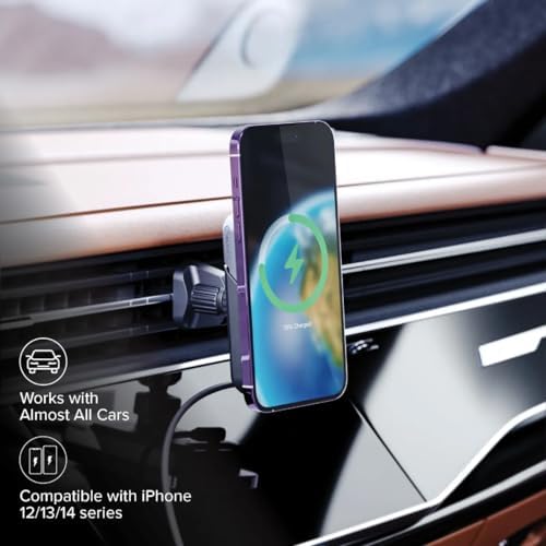 ALOGIC Matrix Magnetic Wireless Car Charger for Seamless Fast Charging – 15 W Qi & Mag Safe Compatible Phone Holder with 180° Adjustable Viewing Angle – Ultimate Convenience for Safe Driving and Easy Access