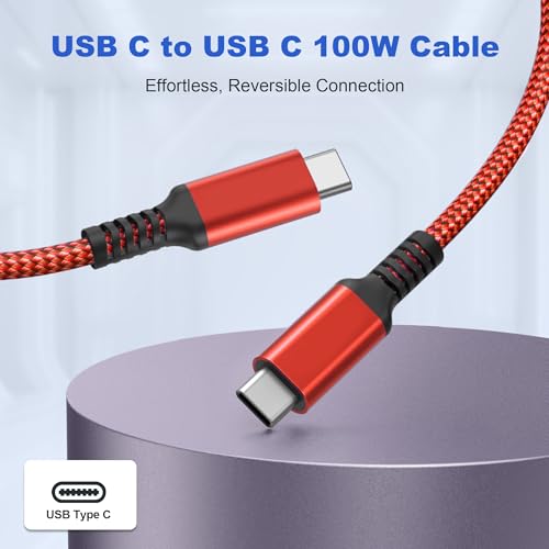 Basesailor 10 ft USB C to USB C Power Delivery Charging Cable – 100 W Fast Charger for i Phone 16/15 Pro Max, Mac Book, i Pad Air 4/5, Mini 6, and Samsung Galaxy S22/S23/S24/S25 – Durable 2 Pack for Enhanced Speed and Efficiency