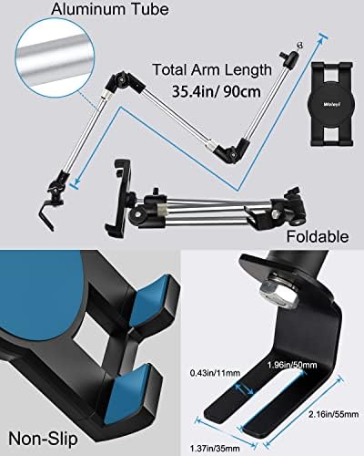 Universal 35″ Heavy-Duty Car Tablet Holder – 360° Rotating Phone Mount for i Pad Pro 12.9 & 4-13″ Devices – Adjustable Vehicle Device Stand for Seamless Navigation & Streaming – Secure Floor or Seat Rail Installation