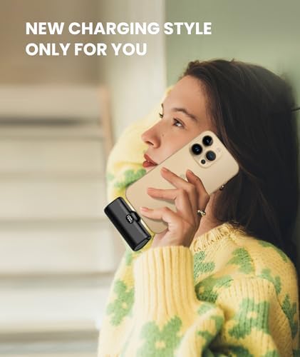 Ultra-Compact 5000 m Ah Power Bank with Built-in USB C Cable for i Phone 15 Pro Max – Reliable Portable Charger for i Phone 14/13, Samsung, Google, and More – Fast Charging Solution for On-the-Go Power Needs (Black)