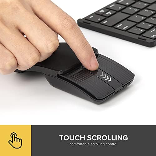 De LUX 2-in-1 Wireless Bluetooth Travel Mouse – Ultra-Quiet Clicks, Dual Connectivity (2.4 GHz & BT5.2), Up to 4000 DPI Sensitivity, Slim & Foldable Design, Rechargeable Battery for Seamless Use on Windows, mac OS, and Android Devices – Perfect for Professionals on the Go