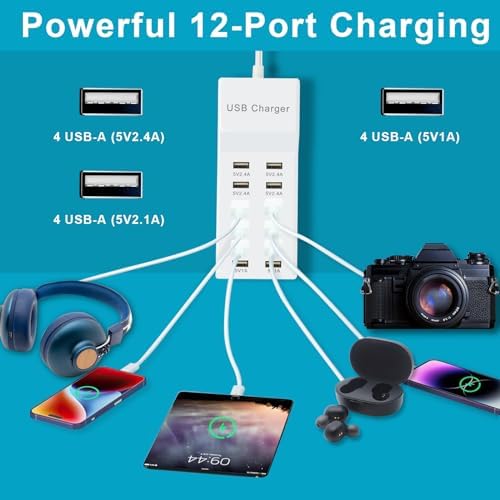 Efficient 12-Port USB Charger Hub with Fast Charging Technology – Compact Multi-Device Power Station for i Phone, Android, Tablets & Smartwatches – Ultimate Solution for Hassle-Free Charging and Enhanced Compatibility