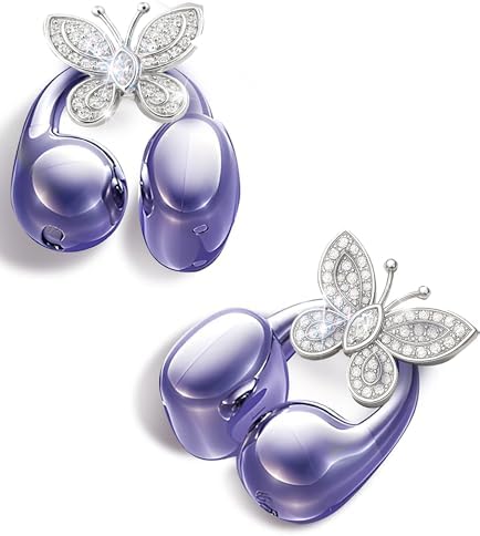 Stylish King Lucky Bluetooth 5.4 Clip-On Earbuds with Chic Detachable Butterfly Earrings – Waterproof Open Ear Design for Ultimate Comfort, 50-Hour Playtime Perfect for Festivals and Parties, Luxurious Rose Gold Gift for Discerning Women