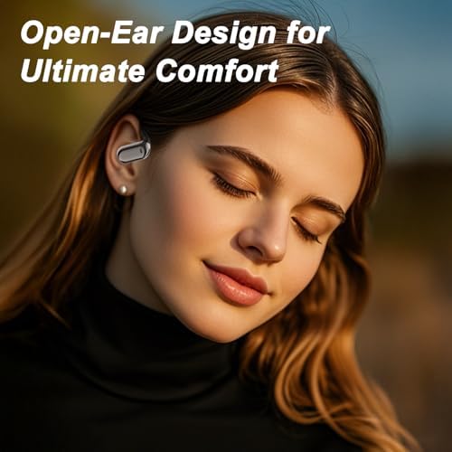 Ultimate Open-Ear Wireless Earbuds with Cutting-Edge Bluetooth 5.4 | 80-Hour Long-Lasting Battery for Uninterrupted Listening | Ergonomically Designed for All-Day Comfort | Waterproof with Smart App Sound Customization | Ideal for Fitness, Daily Commutes, and Home Enjoyment (Black)