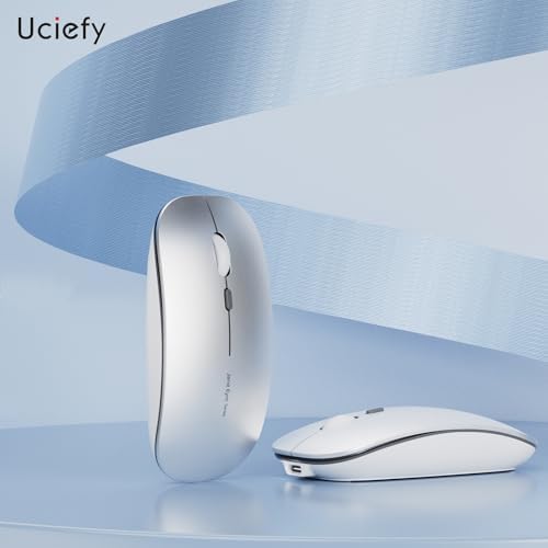 Uciefy Q5 Slim Rose Gold Wireless Mouse – Portable Optical Rechargeable Design with Silent Click, USB Receiver & Type C Adapter for Effortless PC, Laptop & Desktop Compatibility – Elevate Your Workspace with Style & Precision