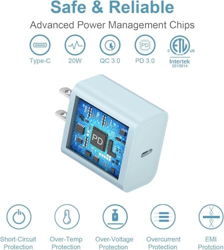 20 W USB-C Fast Charging Block Set for i Phone 16 & 15 Series – 3-Pack with 6 ft Durable Cables for Rapid Power Delivery – Perfect for i Phone, Air Pods, and i Pad – Compact, Versatile Charging Solution for On-the-Go Users