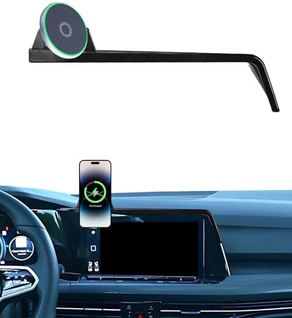 VW GTI & Golf R 2022-2024 Premium Car Phone Holder with 15 W Fast Wireless Charging – 360-Degree Rotational Mount for 8.25-10 Inch Screens – Hands-Free Clip for Enhanced Safety and Convenience – Durable, Versatile Design for Daily Use and Seamless Compatibility with Multiple Phone Models
