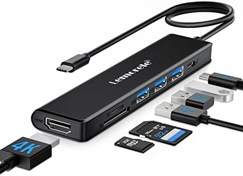 Lemorele 7-in-1 USB C Hub Adapter: Unleash Ultimate Connectivity with 4 K HDMI Output, 100 W Power Delivery, and High-Speed Data Transfers – Sleek Blue Multiport Dongle for Mac Book, Chromebook, Dell, HP & Lenovo Users Seeking Enhanced Performance and Style