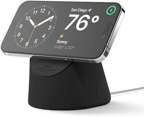 elago MS1 Charging Stand Compatible with MagSafe Charger – Premium Silicone Stand Compatible with iPhone 16/15/14/13/12 Series, Designed for iOS StandBy mode [Jean Indigo][Charging Cable Not Included] – Enhanced Compatibility and Speed