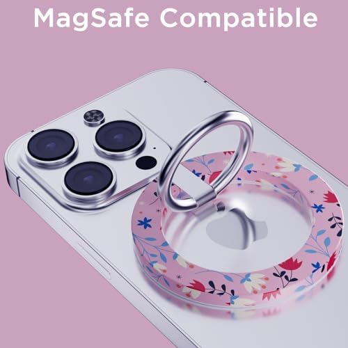 for MagSafe Phone Grip, Magnetic Phone Ring, Compatible with MagSafe Ring Holder with Adjustable Stand for iPhone 15/14/13/12 Series, Floral Green – Enhanced Compatibility and Speed