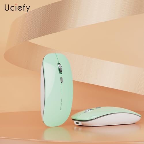 Uciefy Q5 Slim Rose Gold Wireless Mouse – Portable Optical Rechargeable Design with Silent Click, USB Receiver & Type C Adapter for Effortless PC, Laptop & Desktop Compatibility – Elevate Your Workspace with Style & Precision
