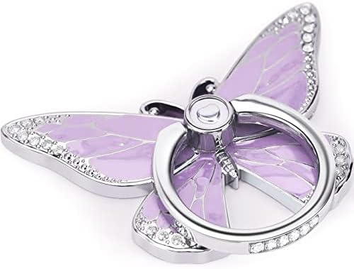 Glitter Butterfly Phone Ring Grip Holder – 360-Degree Rotating Kickstand for i Phone, Samsung Galaxy & Android – Stylish Rhinestone Design for Enhanced Durability and Comfort – Perfect Gift for Women and Girls – Secure Adhesive for Optimal Grip – Versatile Stand for Video Calls, Streaming & More