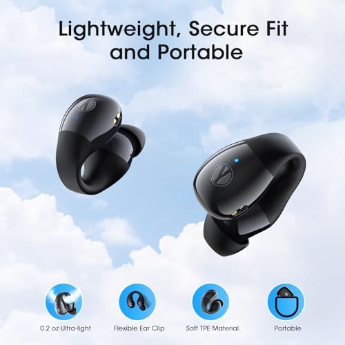 Elevate Your Active Lifestyle with Lightweight Open Ear Clip-On Wireless Earbuds – Featuring Bluetooth 5.4 for Rapid Connectivity, 44 Hours of Playtime, IP54 Waterproof Protection, and Integrated Microphone for Effortless Hands-Free Calls (Black)