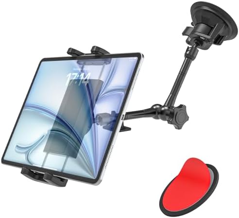 Ultimate Heavy-Duty Tablet Holder for Car Dashboard and Windshield – Super Suction Cup Mount for i Pad Pro, Galaxy Tab, and All 4-12.9″ Tablets & Phones – Enhanced Stability, Adjustable Viewing Angles, and Effortless Installation for Safe Navigation and Entertainment on the Go