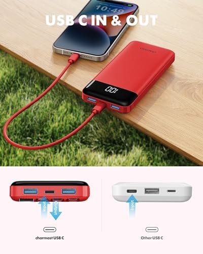 Ultra-Slim 10,000 m Ah Portable Power Bank with Built-In Charging Cables – 6 Outputs, 3 Inputs, Fast 3 A Charging for Universal Device Compatibility – Essential Travel Battery Pack for i Phone, Samsung, Google Pixel, LG, and More