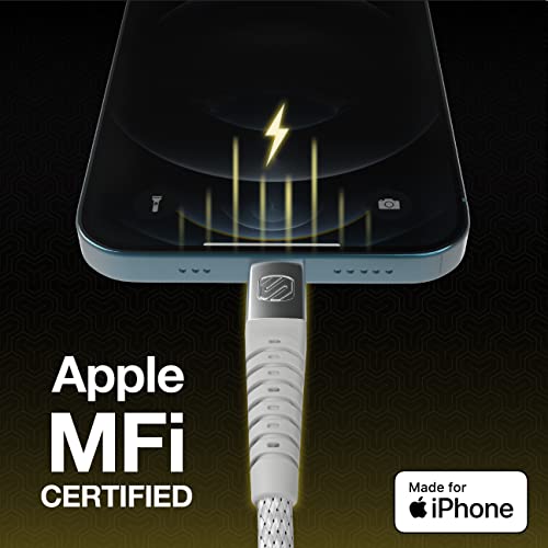 Scosche Ci4 B4 SG-SP MFi Certified Strikeline 4 ft Braided Lightning & USB-C Charging Cable – Fast, Durable, and Stylish Power Solution for Seamless Device Compatibility in Space Gray