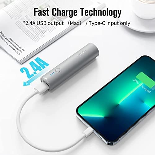 S03 Dual 5,000 m Ah Portable Charger – Fast Charging Power Bank for i Phone 15 Series & Android Devices – Compact USB-C Power Bank with Dual Output for On-the-Go Convenience – Enhanced Speed & Compatibility for Busy Lifestyles