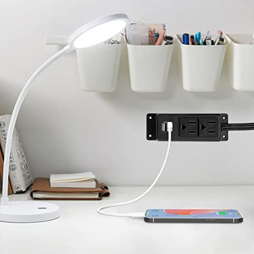 BTU Desktop Power Outlet – Versatile Power Strip with 2 AC Outlets & 2 USB Charging Ports, 6.56 ft Extension Cord, Ideal for Home Office & Nightstand, Mountable Design in Sleek Black for Clutter-Free Spaces – Enhanced Compatibility & Rapid Charging Solution