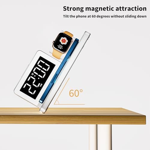 Revolutionize Your Charging Routine with the 7-in-1 Wireless Fast Charging Station – All-in-One Alarm Clock Dock for i Phone, Samsung Galaxy, Apple Watch & Air Pods – Enhanced Speed, Sleek Design, and Safety Features for Ultimate Convenience