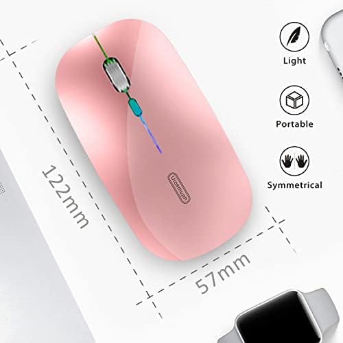 Uiosmuph G12 Slim Rechargeable LED Wireless Silent Mouse – Ultra-Portable USB Optical Computer Accessory with Type C Adapter for Seamless Compatibility and Noise-Free Operation in Blackish Green