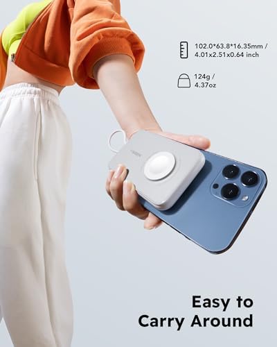 VEGER 5000 m Ah Mini Power Bank with Built-in Cable – PD 20 W Fast Charger for i Phone 14/13/12/Pro Max, Android Devices & Apple Watch – Lightweight Travel Essential in Vibrant Yellow – Ultimate Charging Solution for On-the-Go Connectivity